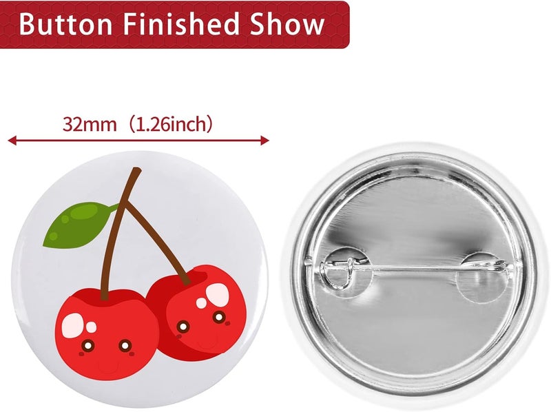 Onemorello 200 Sets Button Maker Supplies, 32mm / 1.26 inch Button Supplies Buttons Parts, (Approx. 1.25 inch) Metal Blank Badge Parts with Blank Paper for Buttons Maker Machine Pin Maker Press - Image 4